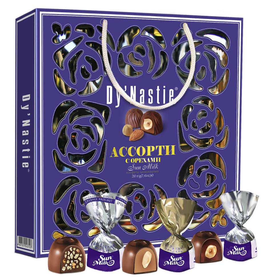  Династия Сумка Конфеты "Ассорти с орехами", 210г     в Узловой